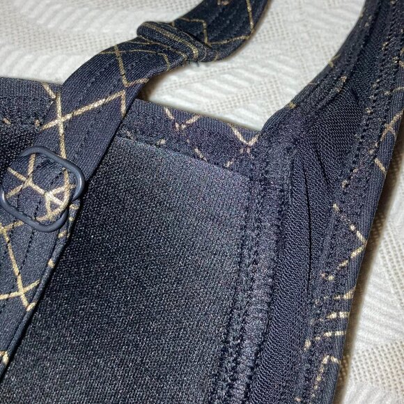 🔥HP🔥NWOT NIP TUCK 1 PIECE BOLD GOLD on BLACK GEOMETRIC DESIGN RUCHED SWIM WEAR - Picture 9 of 15